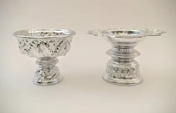 Miniature Silver Pedestal Tray and Bowl Set