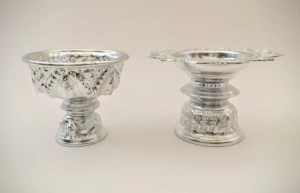 Miniature Silver Pedestal Tray and Bowl Set