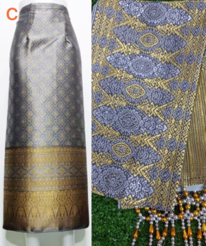 Set of Lao sinh Wrap around Skirt with Lao sinh /pha being Lao Silk Free Size.Ready to wear.