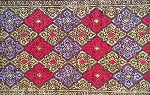Ruby Red Women's Sinh Fabric and Pa Bieng
