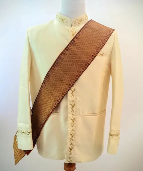 Men's Formal Ceremonial Shirt and Pa Bieng - Medium