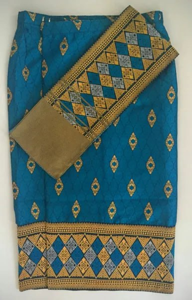 Teal Blue Sinh with Pa Bieng - 34" Waist
