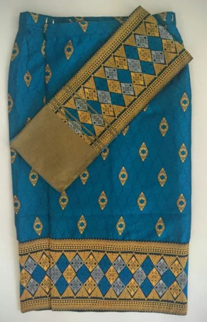 Teal Blue Sinh with Pa Bieng - 34" Waist